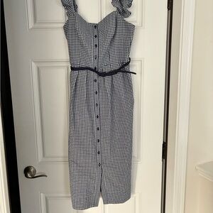 Gal Meets Glam Navy Gingham Midi Dress